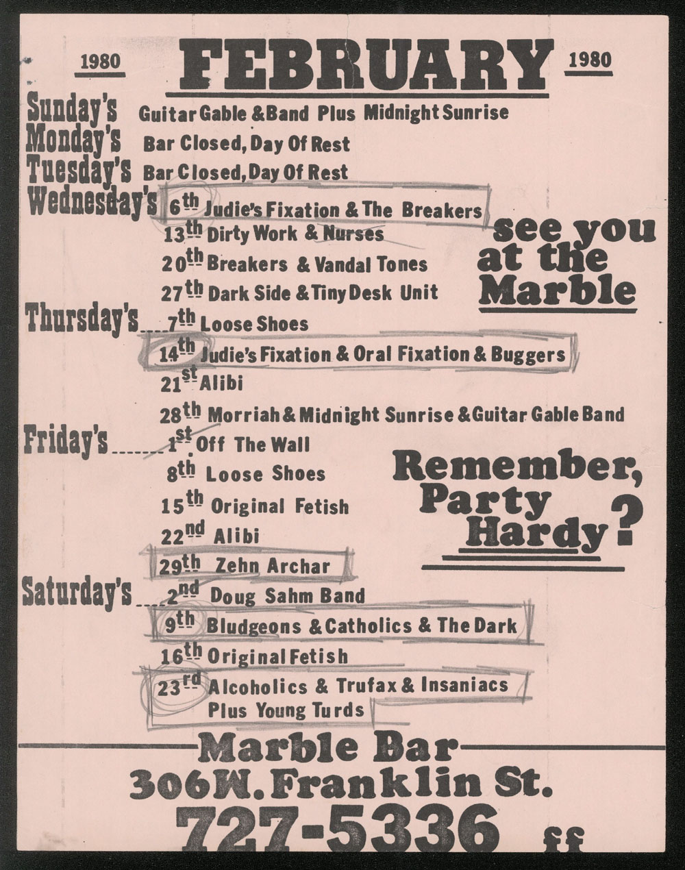 MARBLE BAR calendar 2/80