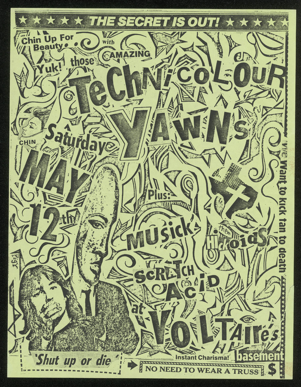TECHNICOLOUR YAWNS w/ Scratch Acid, Musick, Hickoids at Voltaire's Basement