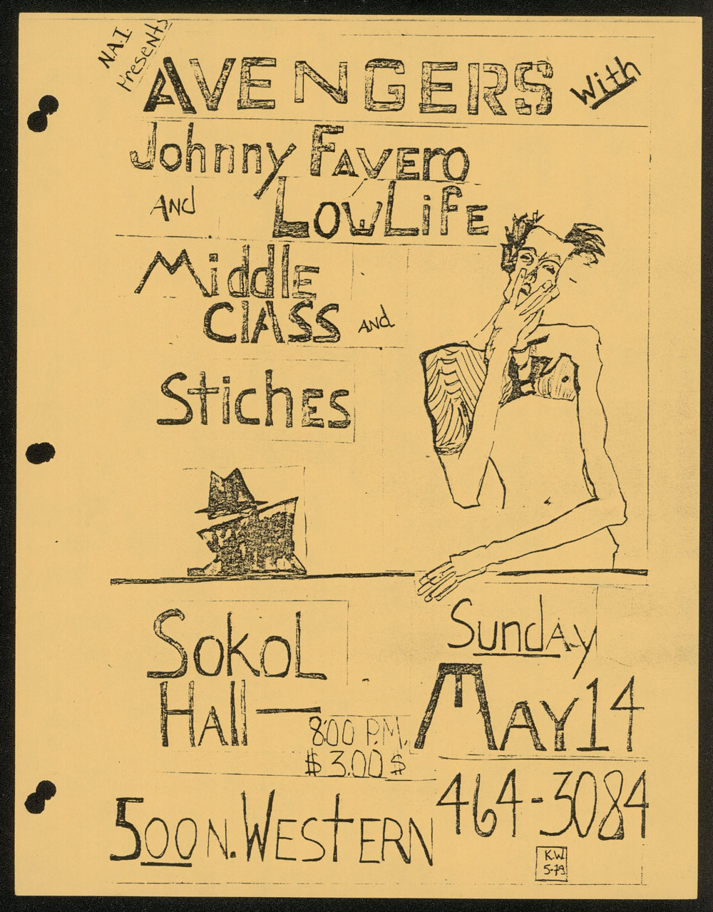 AVENGERS w/ Johnny Favero & Low Life, Middle Class, Stitches at Sokol Hall