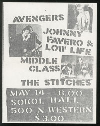 AVENGERS w/ Johnny Favero & Low Life, Middle Class, Stitches at Sokol Hall
