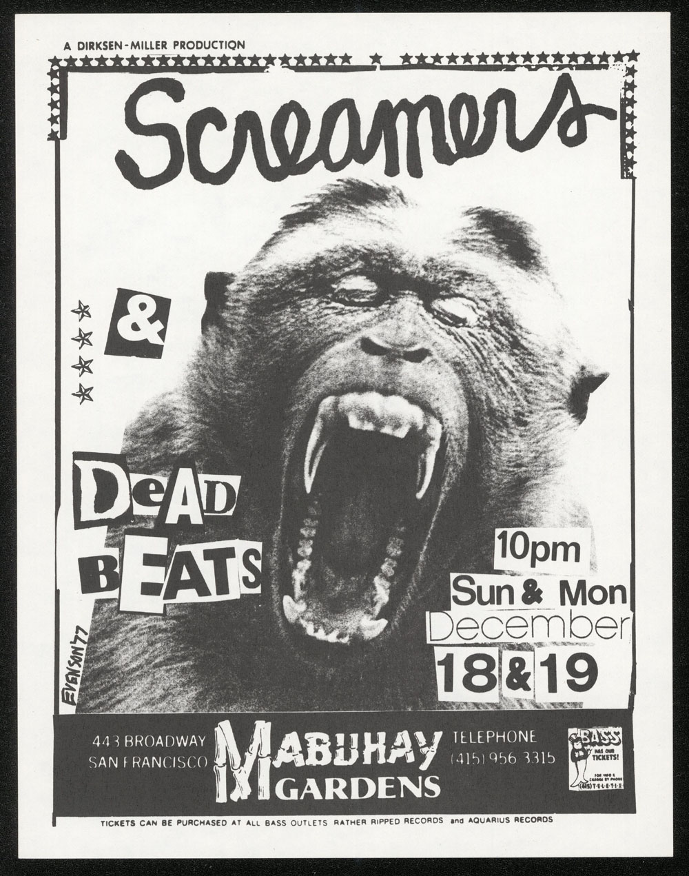 SCREAMERS w/ Deadbeats at Mabuhay Gardens