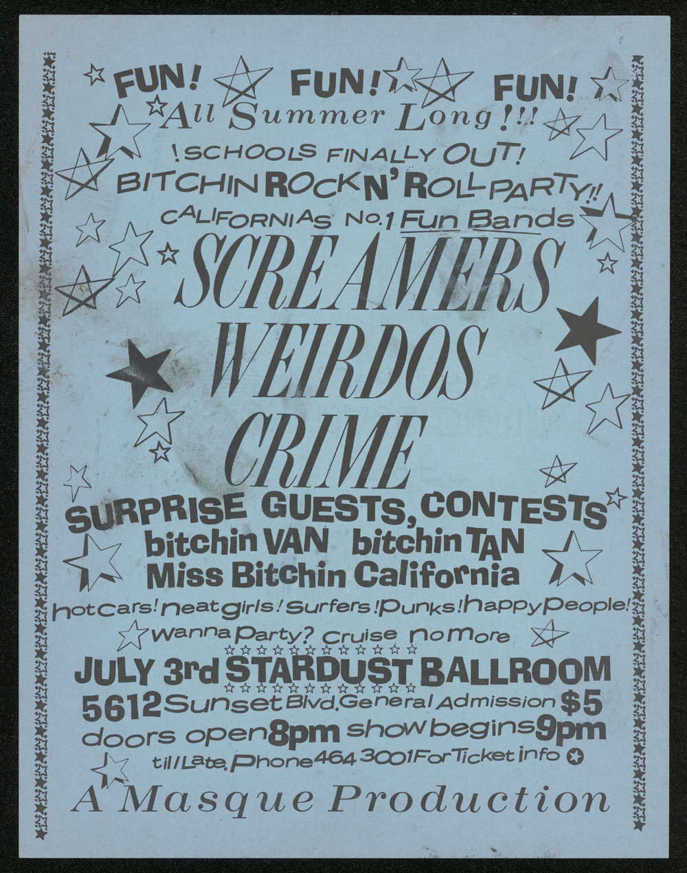 SCREAMERS w/ Weirdos, Crime at Stardust Ballroom