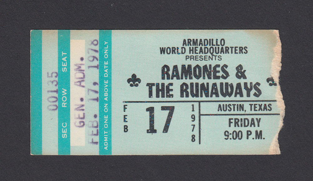 RAMONES w/ Runaways at Armadillo World Headquarters 2.17.78