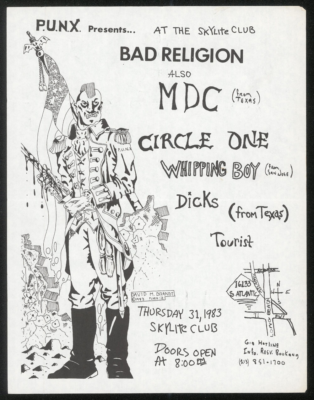 BAD RELIGION w/ MDC, Circle One, Whipping Boy, Dicks, Tourist at Skylite Club