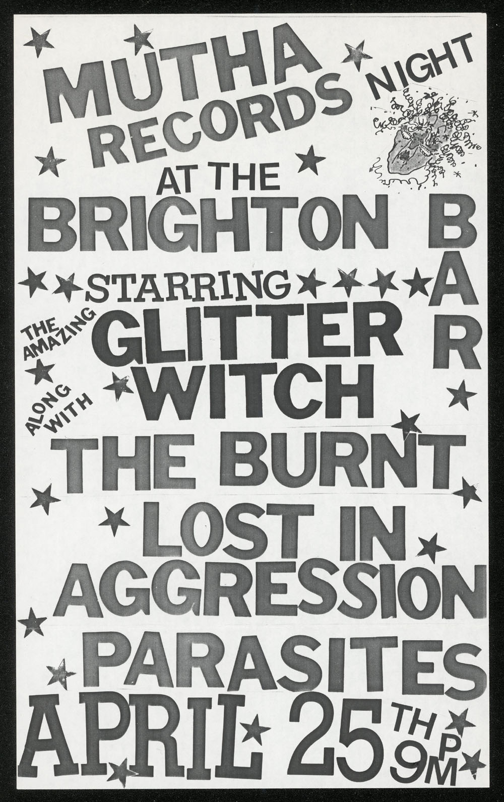 MUTHA RECORDS NIGHT w/ Lost In Aggression, Burnt, Glitter Witch, Parasites at Brighton Bar