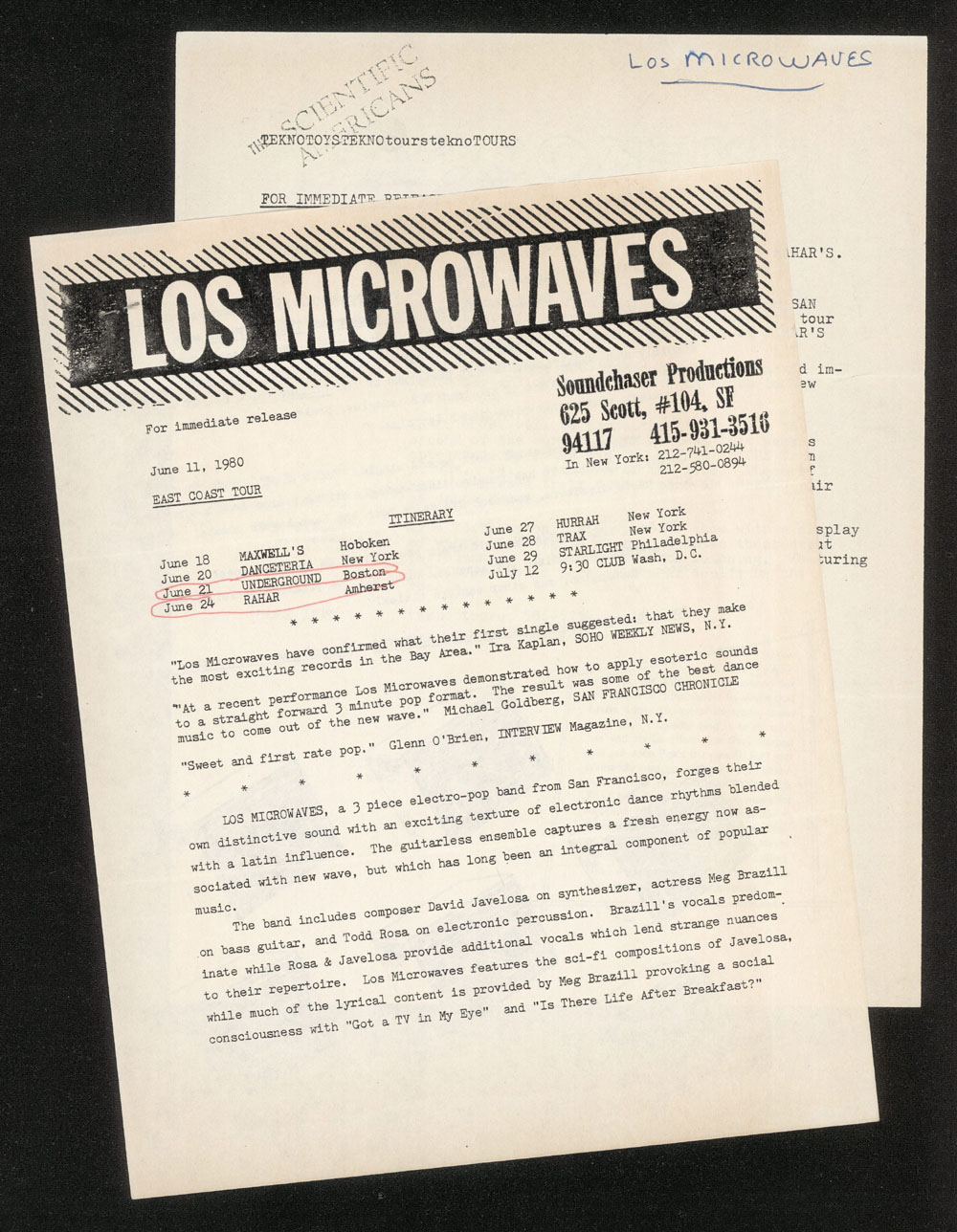 LOS MICROWAVES press release