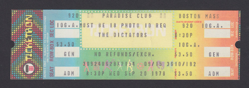 DICTATORS at Paradise Club 9.20.78