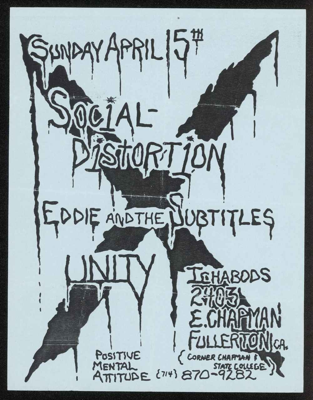 SOCIAL DISTORTION w/ Eddie & The Subtitles, Unity at Ichabod's