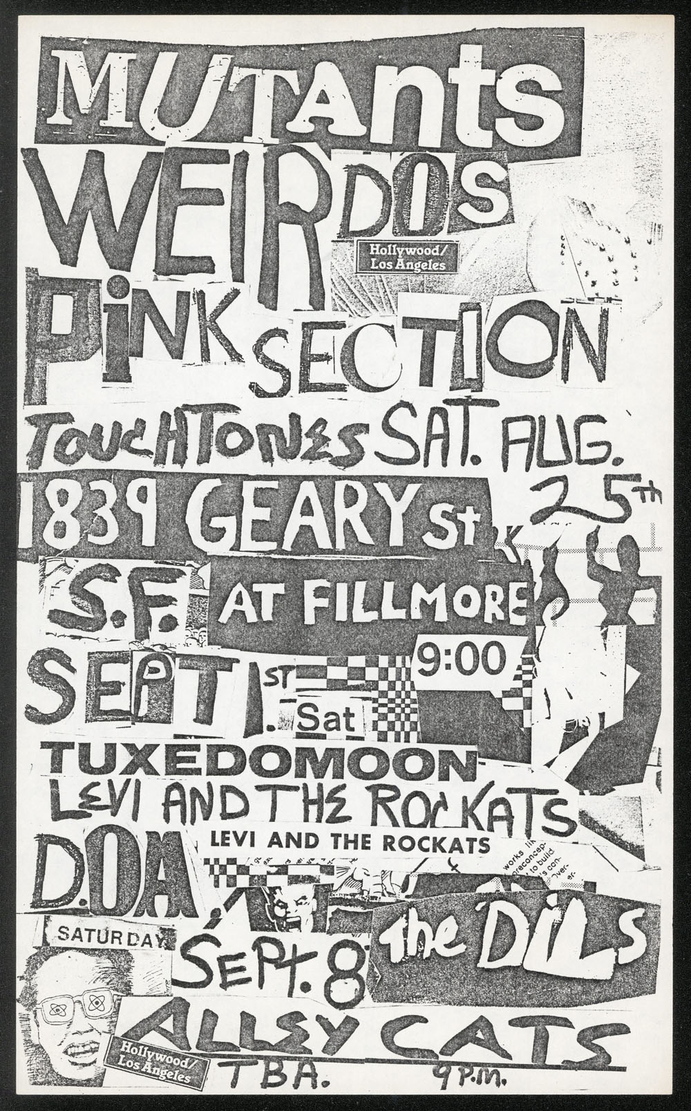 MUTANTS w/ Weirdos, Pink Section + TUXEDOMOON w/ Levi & The Rockats + DOA w/ Dils, Alley Cats at 1839 Geary