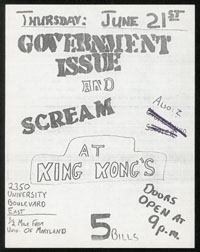 GOVERNMENT ISSUE w/ Scream at King Kong's