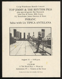 TOP JIMMY & THE RHYTHM PIGS w/ X, Phranc at Club 88