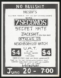 7 SECONDS w/ Secret Hate, Jackshit, Stalag 13, Neighborhood Watch, U.A.T. at Sun Valley Sportsman's Hall