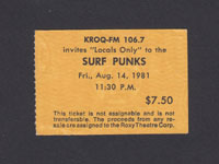 SURF PUNKS at the Roxy 8.14.81