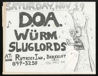 DOA w/ Wurm, Sluglords at Ruthie's Inn