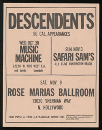 DESCENDENTS at Music Machine/Safari Sam's/Rose Maria's Ballroom