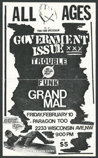 GOVERNMENT ISSUE w/ Trouble Funk, Grand Mal at Paragon Too