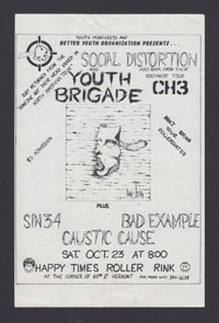 SOCIAL DISTORTION w/ Youth Brigade, CH3, Sin 34, Bad Example, Caustic Cause at Happy Times Roller Rink