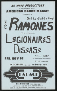RAMONES w/ Legionaire's Disease at the Palace