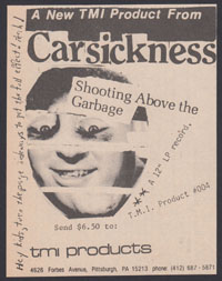 CARSICKNESS Shooting Above The Garbage ad